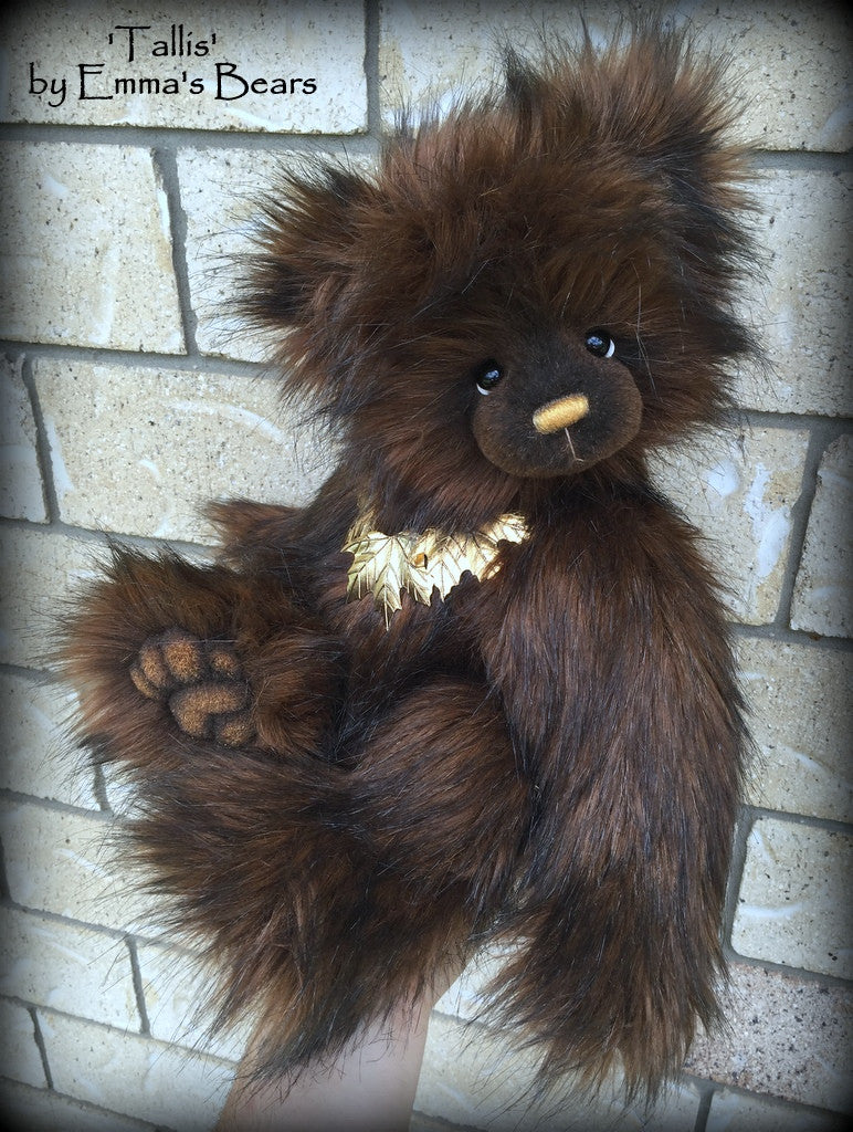 Tallis - 15" faux fur artist bear  - OOAK by Emma's Bears