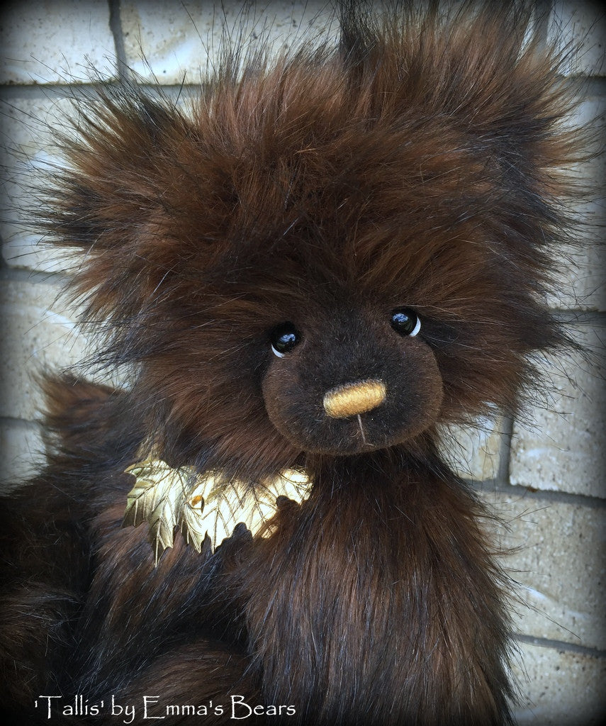 Tallis - 15" faux fur artist bear  - OOAK by Emma's Bears