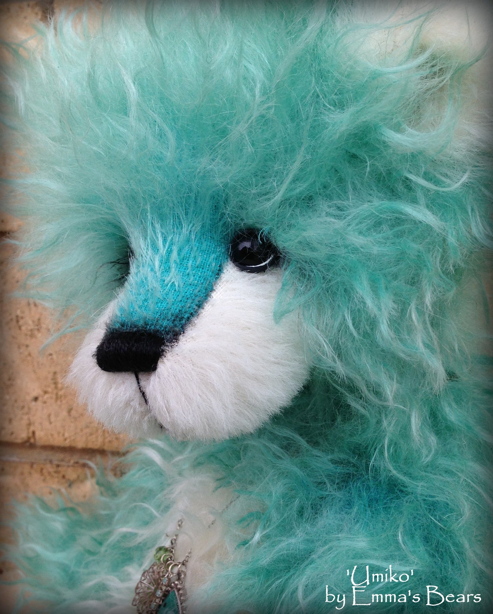 Umiko - 17IN hand dyed turquoise mohair bear by Emmas Bears - OOAK