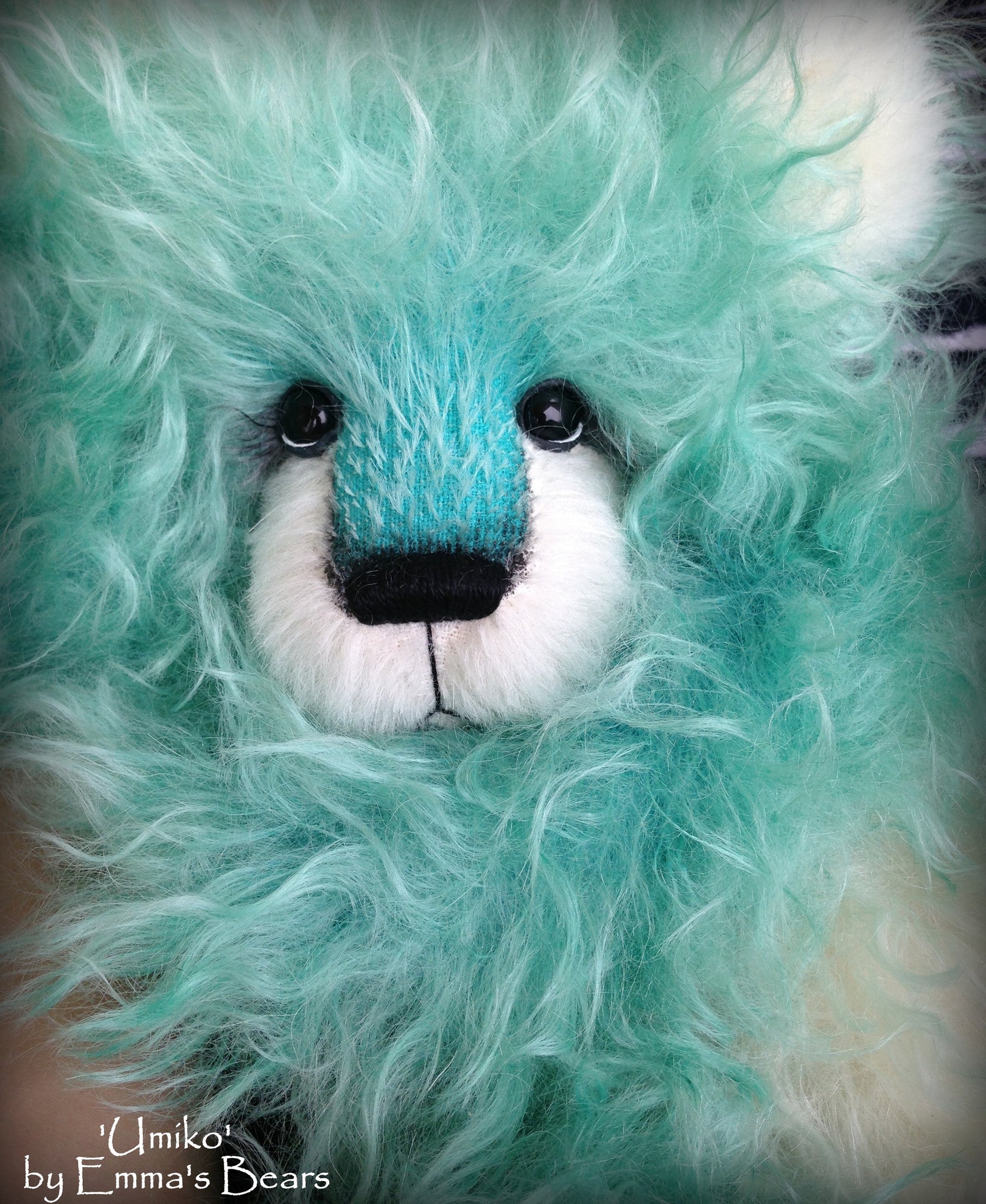 Umiko - 17IN hand dyed turquoise mohair bear by Emmas Bears - OOAK