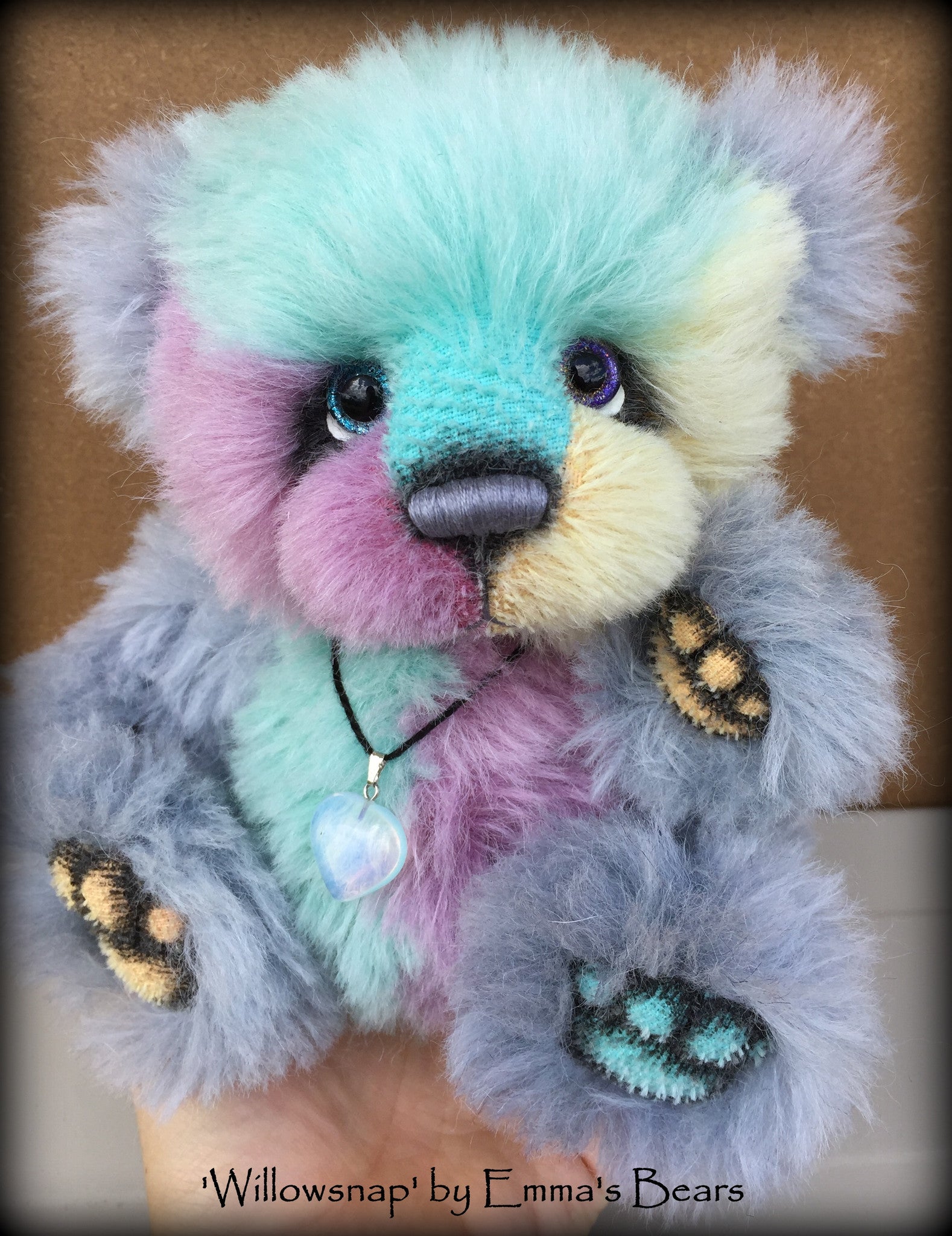 Willowsnap - 9IN hand dyed alpaca bear by Emmas Bears - OOAK