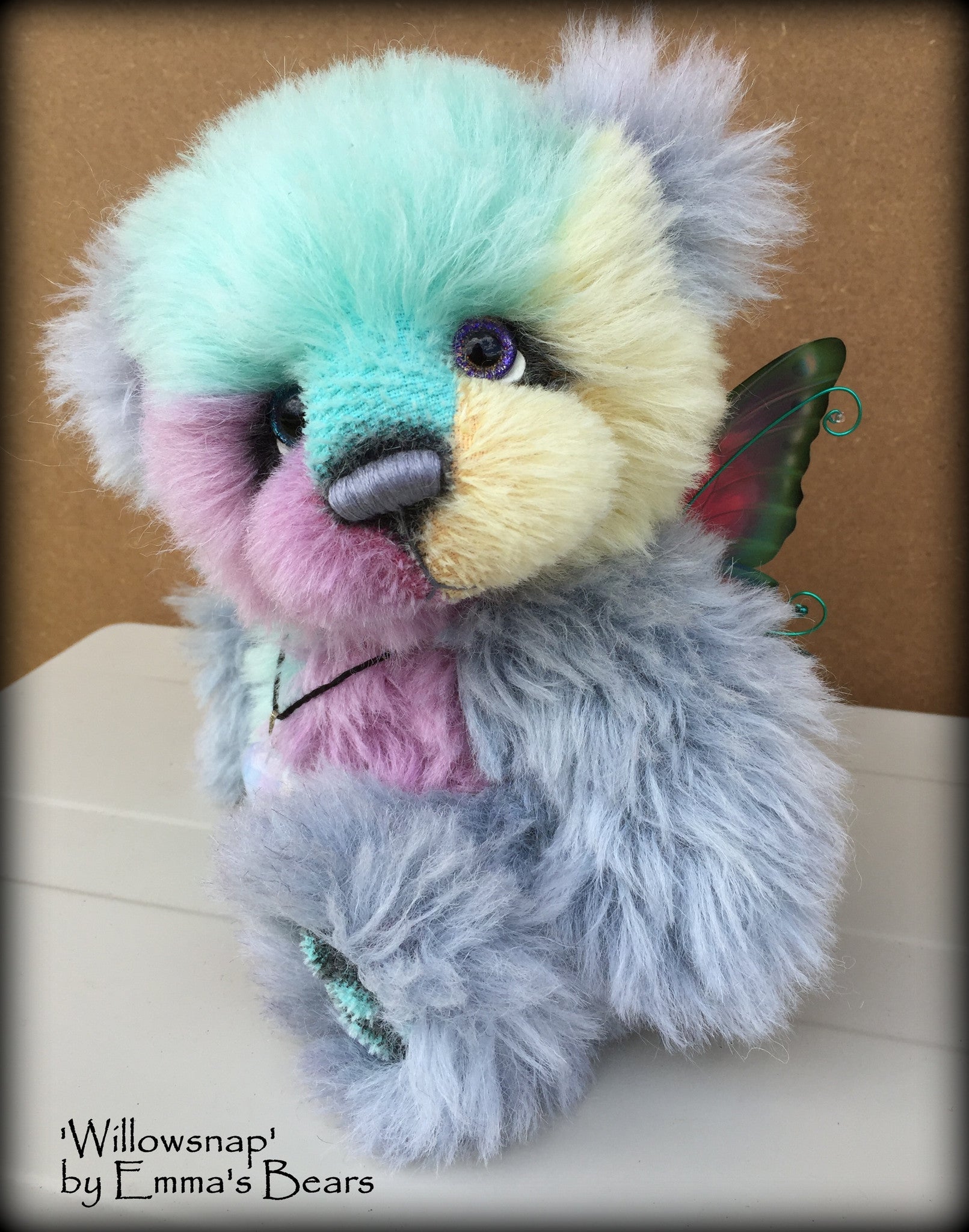 Willowsnap - 9IN hand dyed alpaca bear by Emmas Bears - OOAK